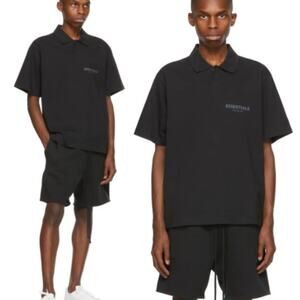 Essentials Men's Black Short Sleeve Polo Shirt M Golf Casual Activewear Top